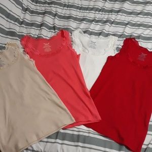 Set of 4 tanks/camis with lace trim